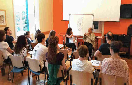 Gruppo di studenti della On Zon Su School di Roma con il caposcuola dott. Ming